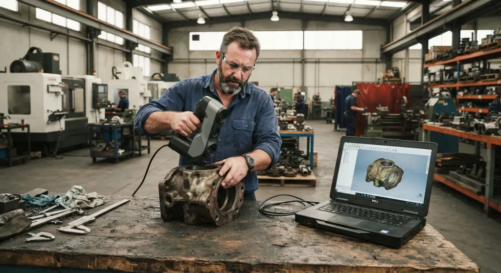 3D scanning for reverse engineering of an industrial component