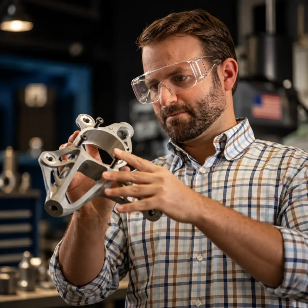 Design for metal additive manufacturing of an optimized industrial component